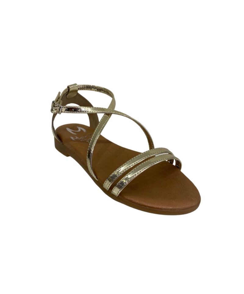 Marila Gold Sandals Δερμάτινα γυναικεία φλατ πέδιλα - Image 2