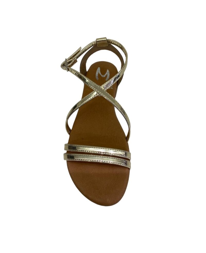 Marila Gold Sandals Δερμάτινα γυναικεία φλατ πέδιλα - Image 3