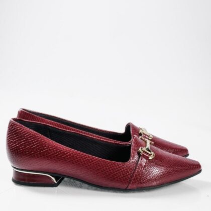 Piccadilly γυναικείες ανατομικές γόβες με μύτη & διακοσμητικό σε μπορντό χρώμα