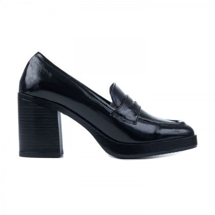 Commanchero Loafer γυναικείο δερμάτινο με σταφάκι σε μαύρο λουστρίνι
