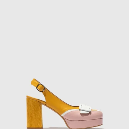 Fly London Buckle Sandals δερμάτινο γυναικείο σανδάλι σε ροζ, λευκό & κίτρινο
