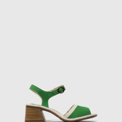 Fly London Δερμάτινο γυναικείο πέδιλο σε πράσινο χρώμα