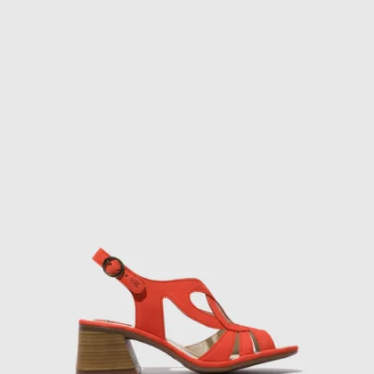 Fly London Δερμάτινα γυναικεία πέδιλα σε πορτοκαλί χρώμα