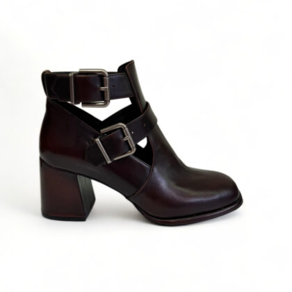 Dore δερμάτινα γυναικεία μποτάκια με vintage καφέ φινίρισμα