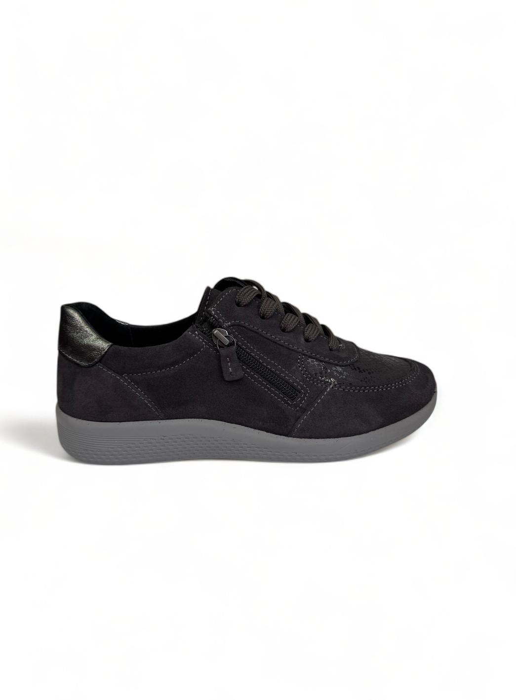 Naturelle δερμάτινα ανατομικά γυναικεία sneakers σε γκρι χρώμα