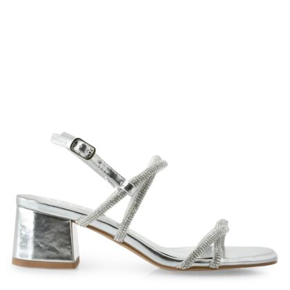 Seven γυναικείο πέδιλο σε ασημί με στρας της εταιρείας Seven