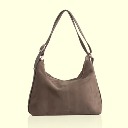 Bonendis Rallu Δερμάτινη γυναικεία τσάντα ώμου σε Mocca Suede