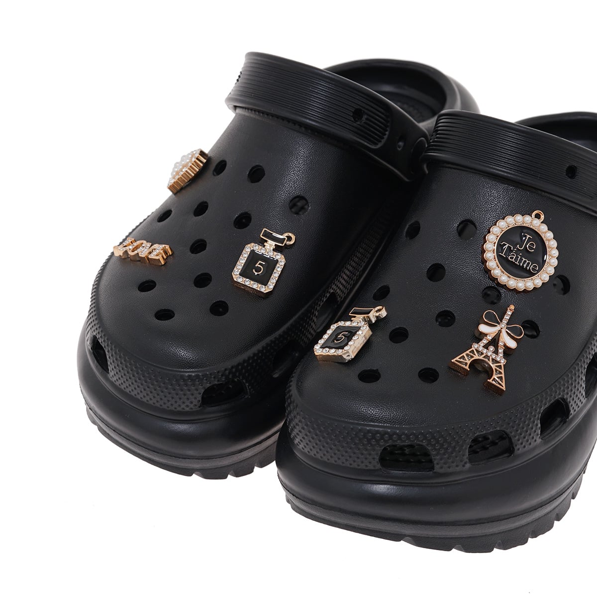 Seven CLOGS γυναικεία σε μαύρο χρώμα με διακοσμητικά - Image 2