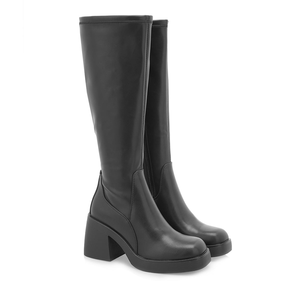 Seven γυναικεία μπότα με φιάπα & χοντρό τακούνι σε μαύρο χρώμα - Image 4