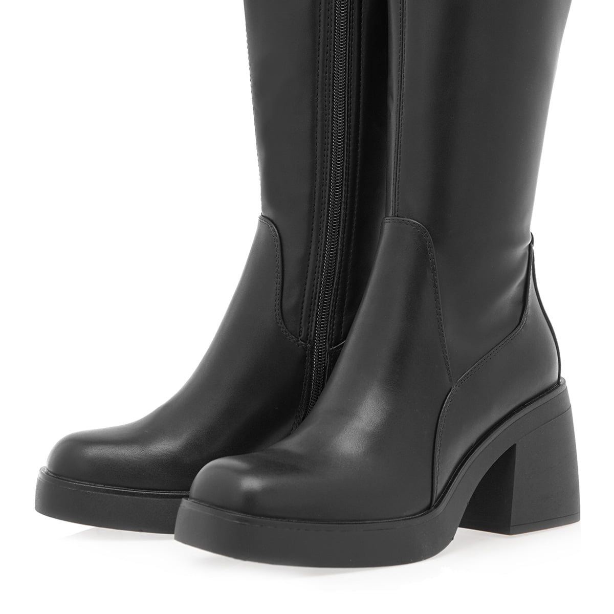 Seven γυναικεία μπότα με φιάπα & χοντρό τακούνι σε μαύρο χρώμα - Image 2