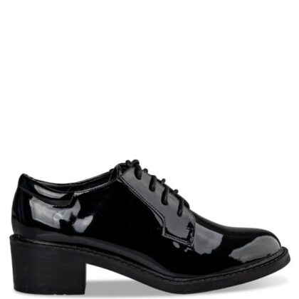 Envie oxfords δετό γυναικείο σε μαύρο λουστρίνι