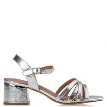 Envie γυναικεία πέδιλα σε ασημί χρώμα με δέσιμο αστραγάλου