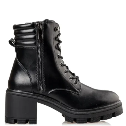 Envie COMBAT BOOTIES γυναικεία μποτάκια με τακούνι σε μαύρο χρώμα