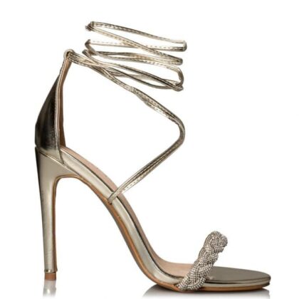 Envie Γυναικείο πέδιλο με στρας σε χρυσό χρώμα