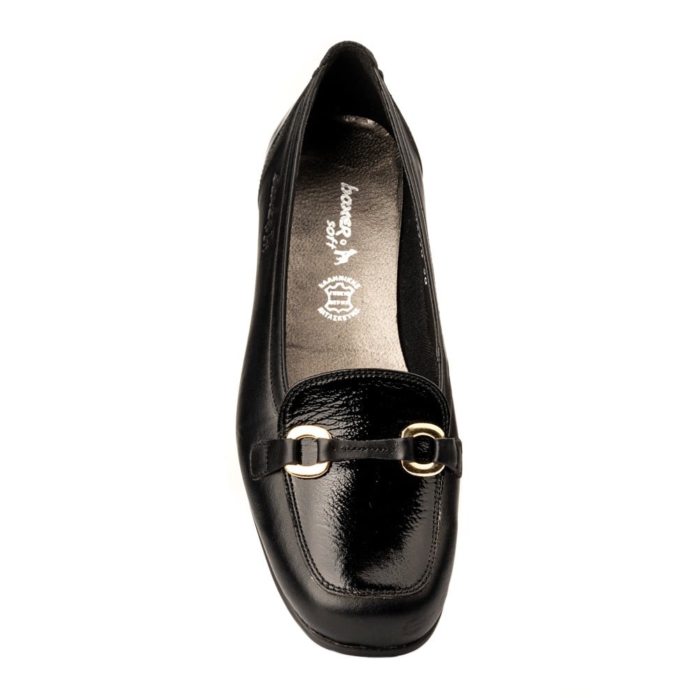 Boxer loafers δερμάτινα γυναικεία μοκασίνια σε μαύρο χρώμα - Image 2