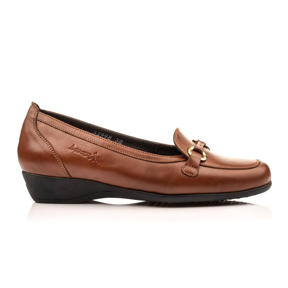 Boxer loafers δερμάτινα γυναικεία μοκασίνια σε ταμπά χρώμα