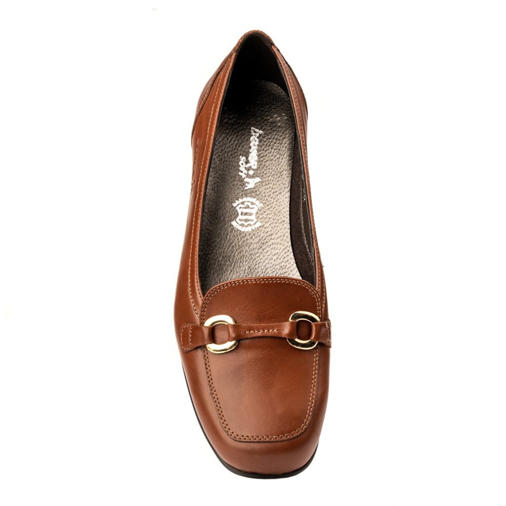 Boxer loafers δερμάτινα γυναικεία μοκασίνια σε ταμπά χρώμα - Image 2