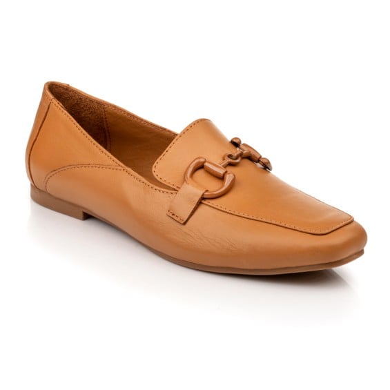 Boxer δερμάτινα γυναικεία loafers σε ταμπά χρώμα - Image 4