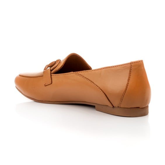Boxer δερμάτινα γυναικεία loafers σε ταμπά χρώμα - Image 3