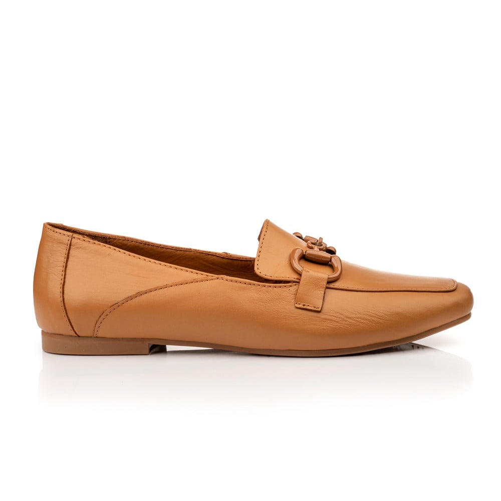 Boxer δερμάτινα γυναικεία loafers σε ταμπά χρώμα