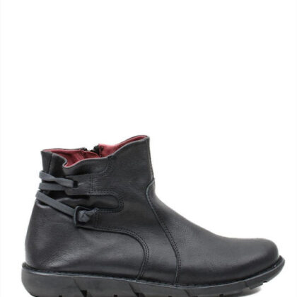 Jumper δερμάτινα γυναικεία μποτάκια αστραγάλου σε μαύρο χρώμα