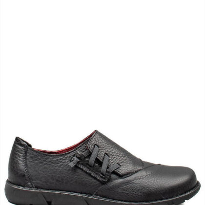 Jumper δερμάτινο ανατομικό γυναικείο παπούτσι σε μαύρο χρώμα