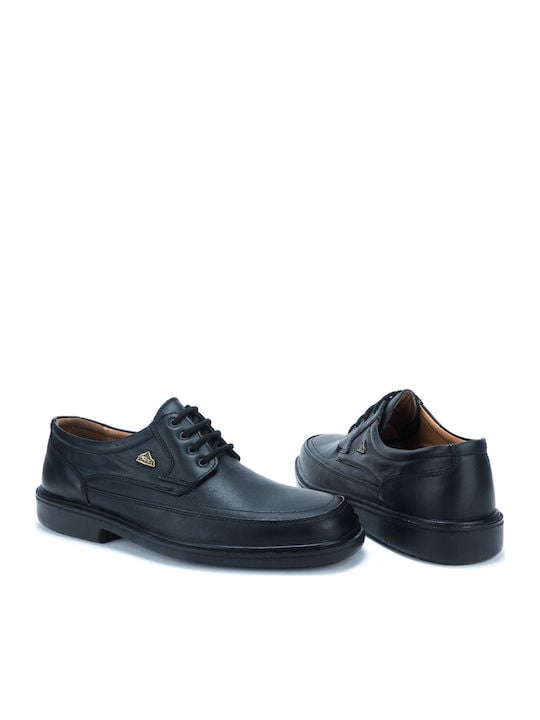 Boxer δετά Δερμάτινα Ανδρικά Casual Παπούτσια Ανατομικά Σε Μαύρο χρώμα - Image 4