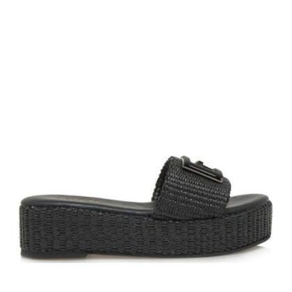 Seven Γυναικεία Σανδάλια Flatforms Μαύρα