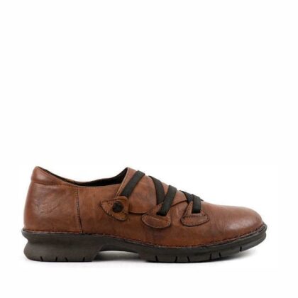 Khrio γυναικεία δερμάτινα oxfords σε ταμπά χρώμα