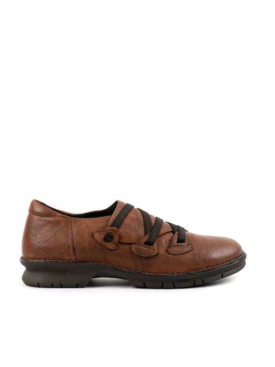 Khrio γυναικεία δερμάτινα oxfords σε ταμπά χρώμα