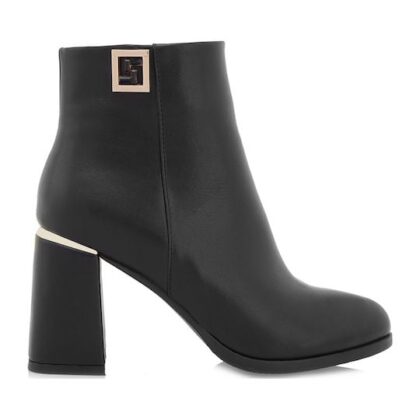 Seven Γυναικεία Μποτάκια Αστραγάλου με Ψηλό Τακούνι Μαύρα
