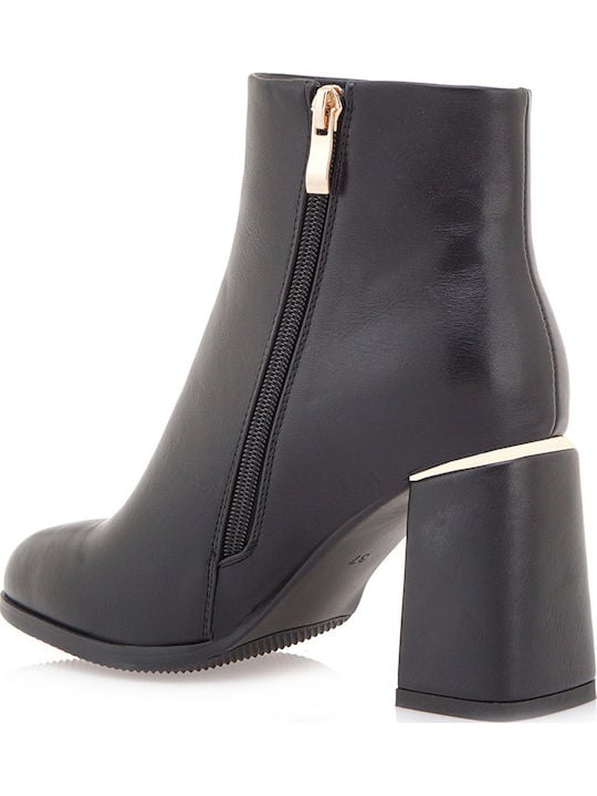 Seven Γυναικεία Μποτάκια Αστραγάλου με Ψηλό Τακούνι Μαύρα - Image 2