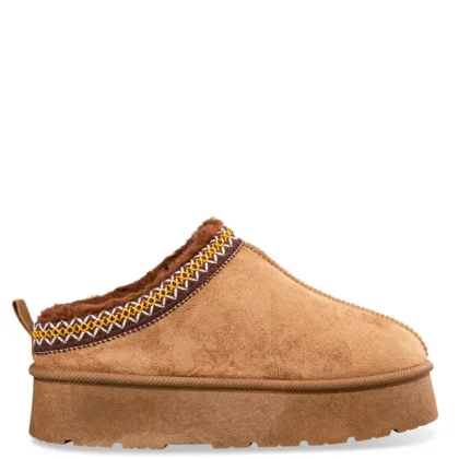 Envie flatfom γυναικείο γούνινο παπούτσι σε καφέ χρώμα