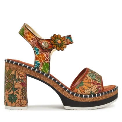 Laura Vita δερμάτινα γυναικεία πέδιλα σε καφέ χρώμα