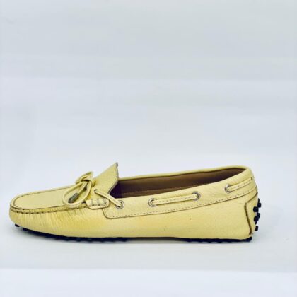 Boxer Δερμάτινα γυναικεία μοκασίνια σε κίτρινο χρώμα