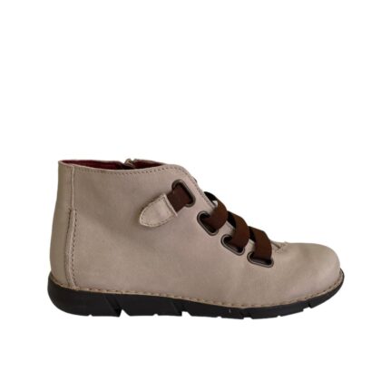 Jumper Δερμάτινα γυναικεία μποτάκια αστραγάλου σε μπεζ χρώμα