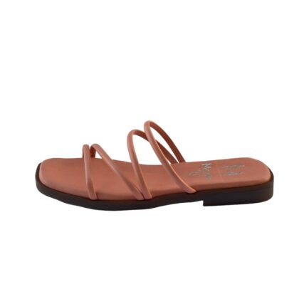 Marila Sandals Rosa Δερμάτινα γυναικεία φλατ σανδάλια