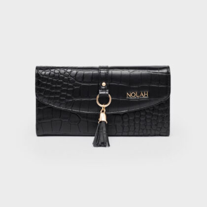 Nolah Crocolove Black γυναικείο πορτοφόλι κροκό σε μαύρο χρώμα