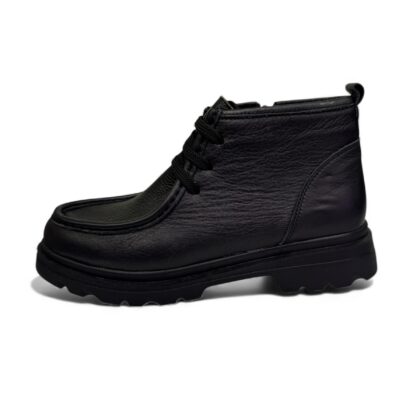 Pyramis Δερμάτινο Γυναικείο μποτάκι ανατομικό σε μαύρο χρώμα