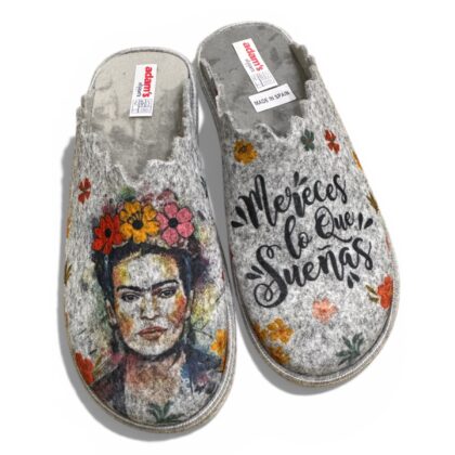 Adams shoes γυναικείες χειμερινές παντόφλες ανατομικές Felt Art σε γκρι χρώμα