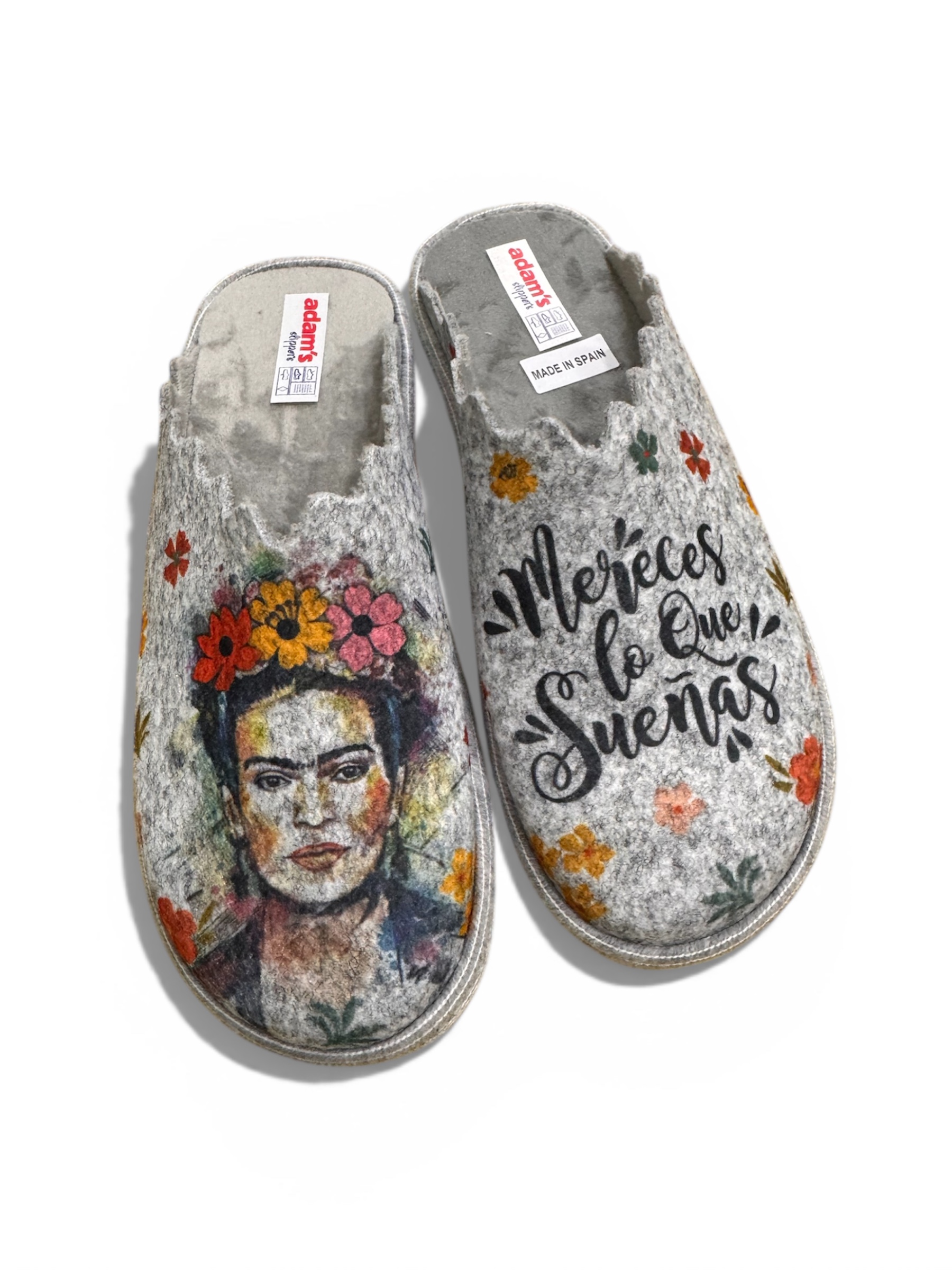 Adams shoes γυναικείες χειμερινές παντόφλες ανατομικές Felt Art σε γκρι χρώμα