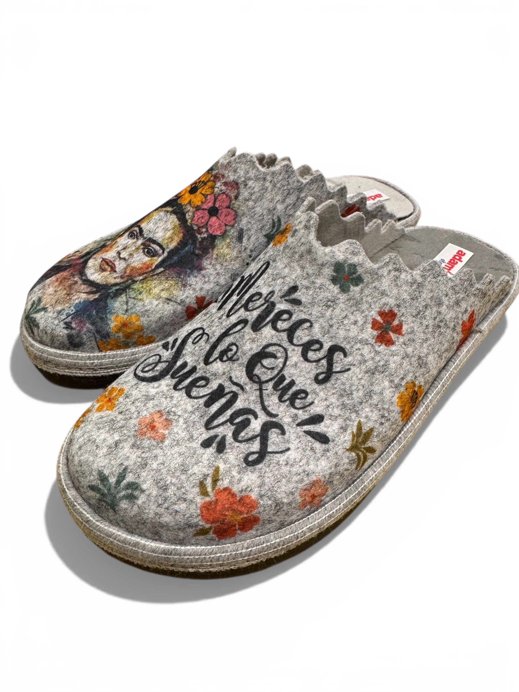 Adams shoes γυναικείες χειμερινές παντόφλες ανατομικές Felt Art σε γκρι χρώμα - Image 2