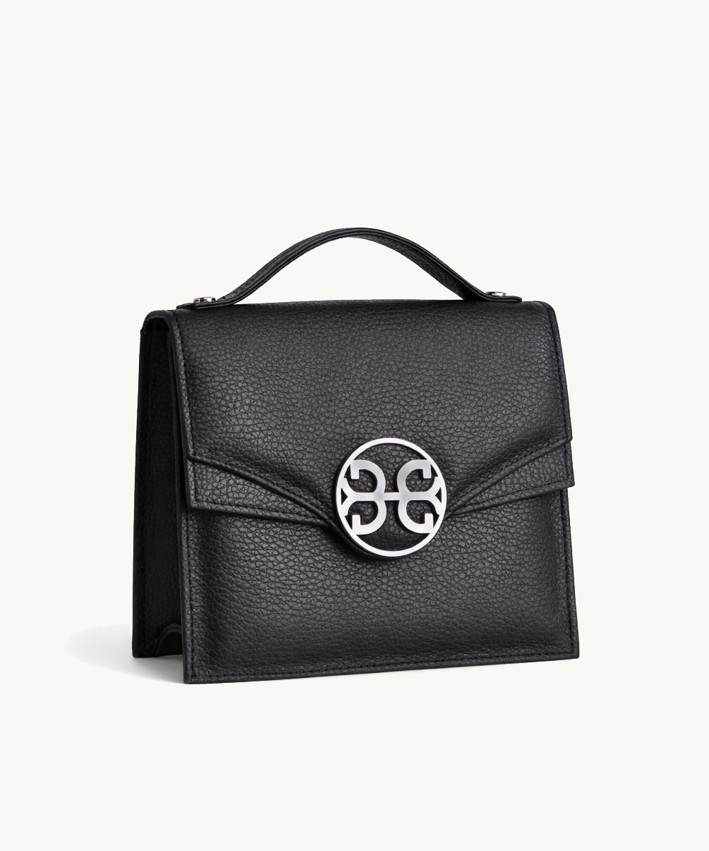 Bonendis Dahlia in black leather γυναικεία δερμάτινη τσάντα χειρός & ώμου