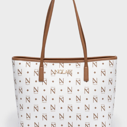 Nolah Ansa White γυναικεία τσάντα ώμου σε λευκό-καφέ χρώμα
