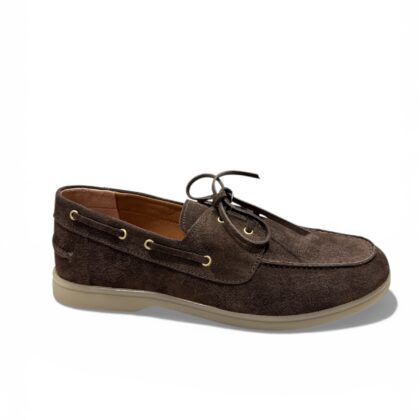 Commanchero Boat Δερμάτινο γυναικείο σε καφέ σοκολατί χρώμα με κορδόνι