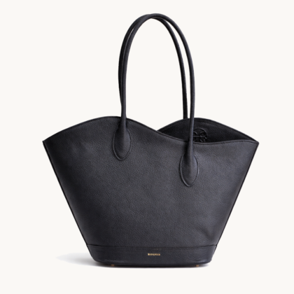 Bonendis Wave Tote in Black Leather γυναικεία τσάντα δερμάτινη σε μαύρο χρώμα