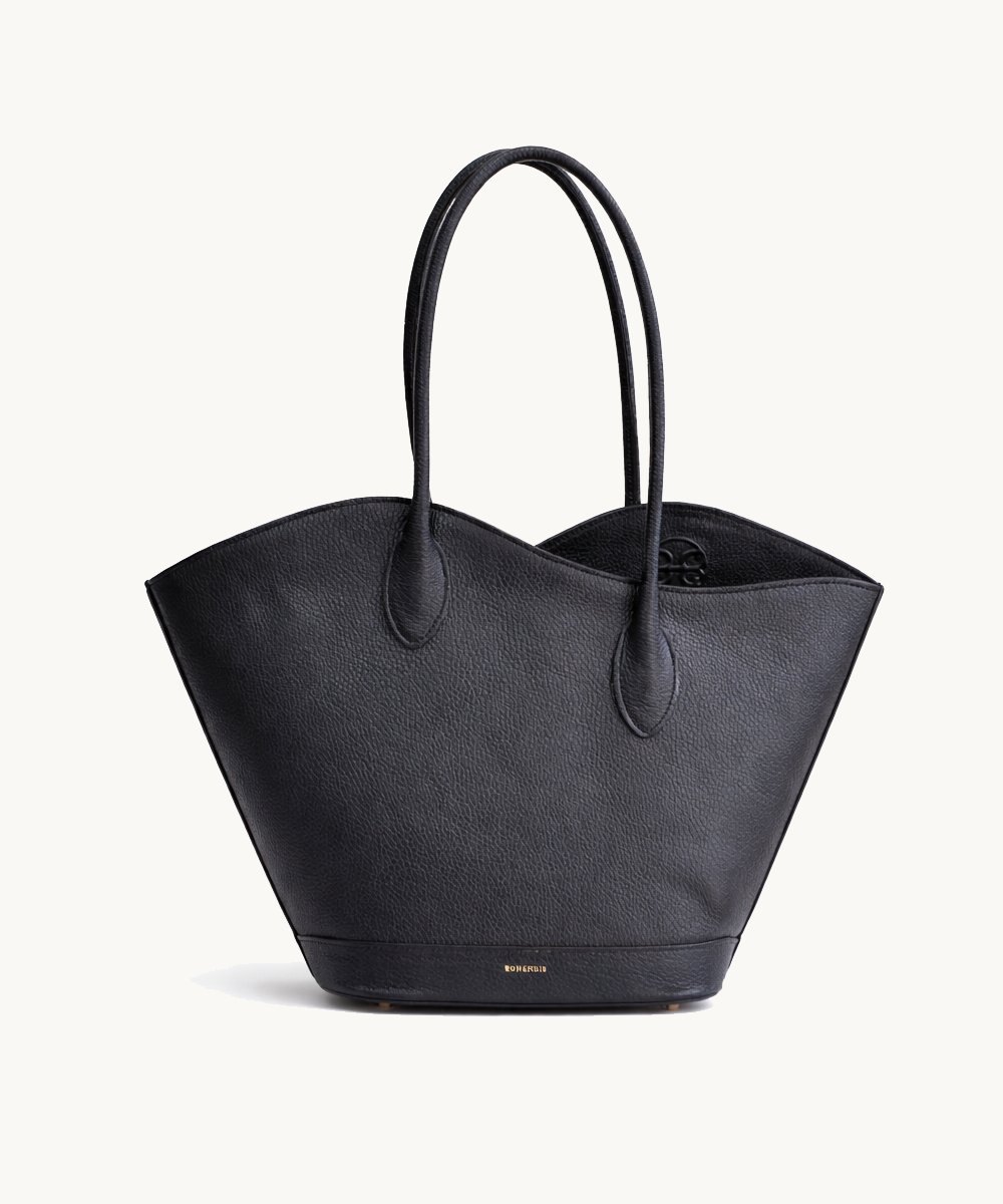 Bonendis Wave Tote in Black Leather γυναικεία τσάντα δερμάτινη σε μαύρο χρώμα