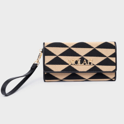 Nolah Romvous Beige Black γυναικείο μεγάλο πορτοφόλι σε μπεζ & μαύρο χρώμα