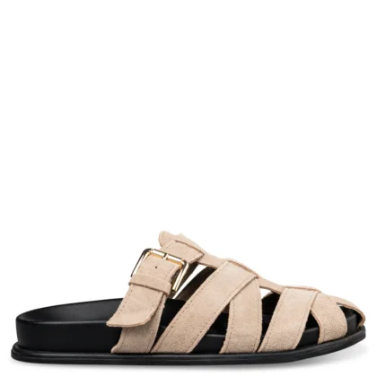 Envie Clogs γυναικεία δερμάτινα mules  σε μπεζ χρώμα