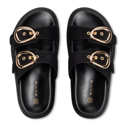 Envie flatform sandals γυναικεία φλατ σανδάλια σε μαύρο χρώμα